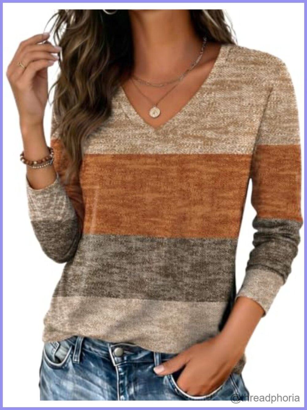 Womens Long Sleeve V Neck T Shirt Casual Basic Tee Layering Top Fall